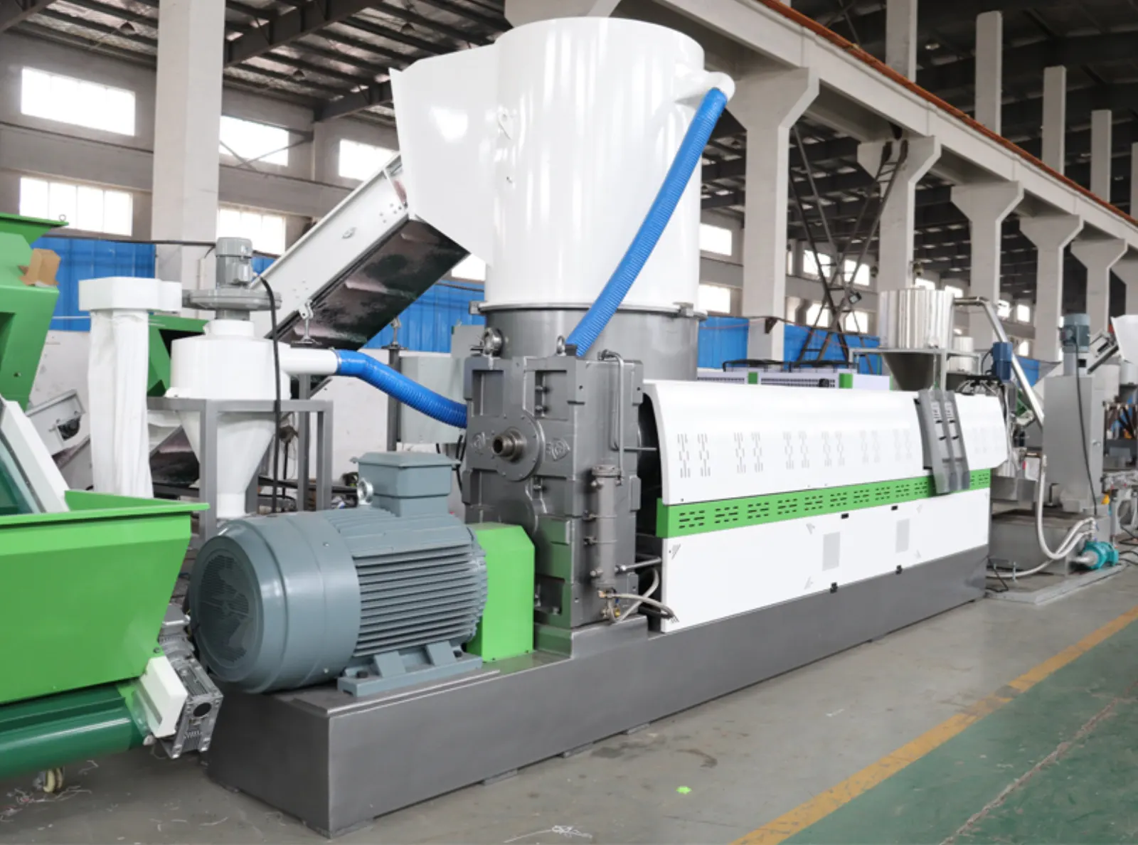 PP Woven Bag Shredding Compacting Double Stage Die Face Cut Pelletizing Line