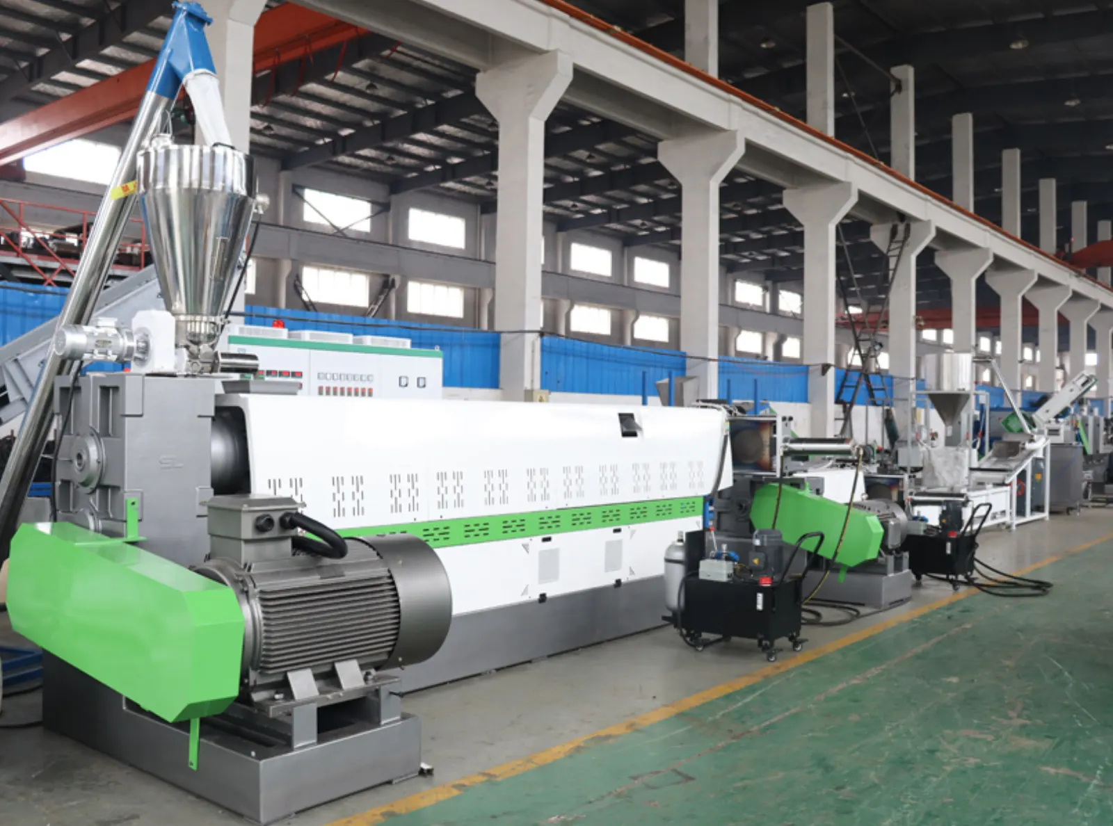 Side Feeder Two Stages Spaghetti Cutting Plastic Recycling Pelletizing Machine