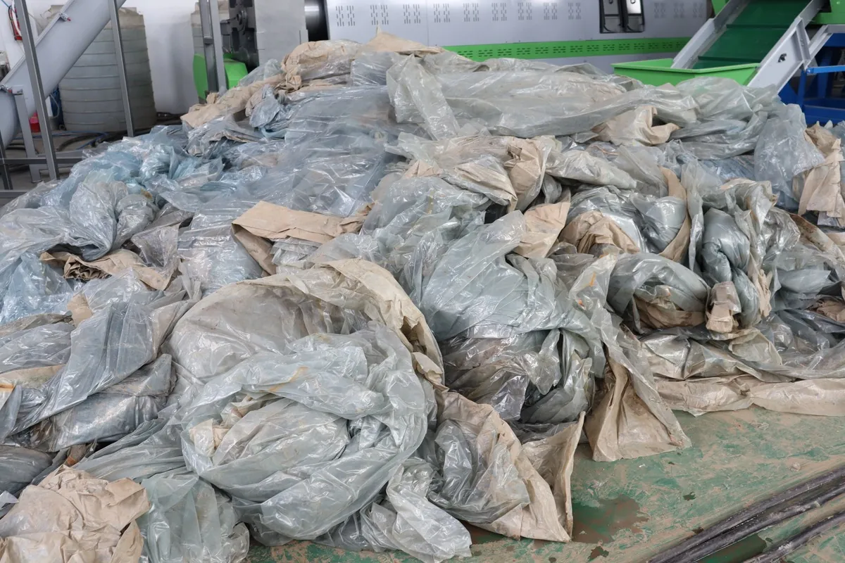 Contaminated agricultural film before washing