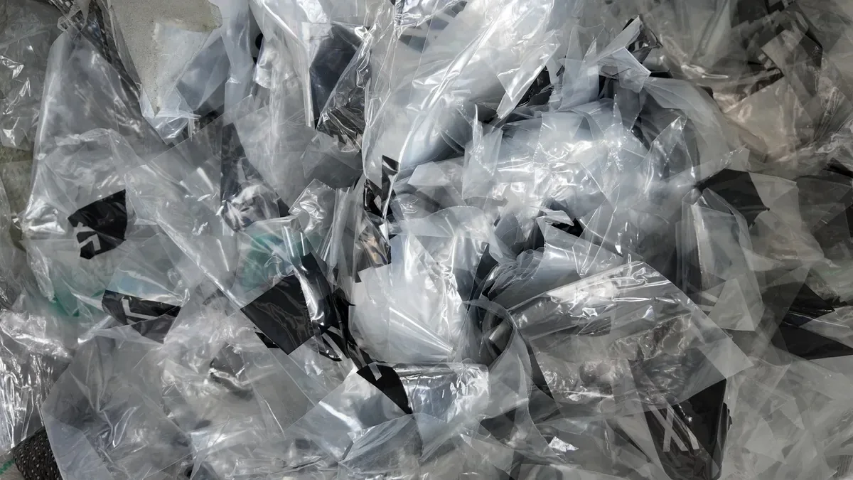 Printed PE film before pelletizing
