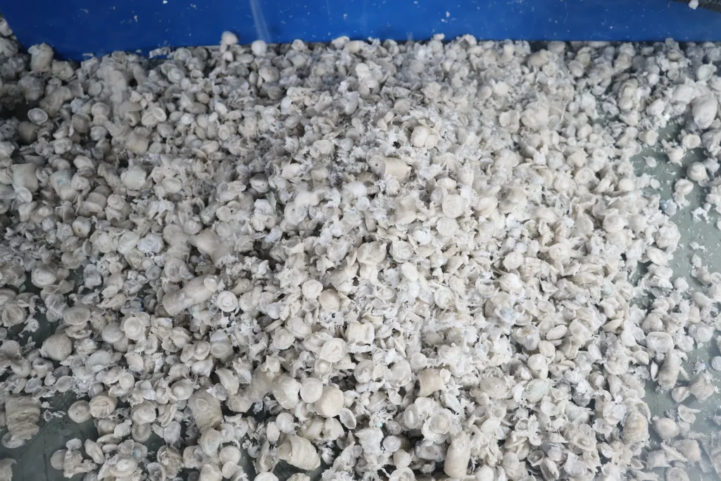 Washed and dried PE film flakes