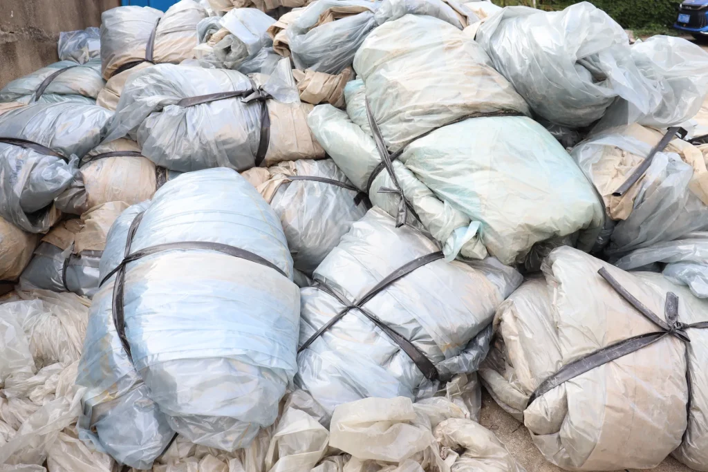 PE film bales before washing